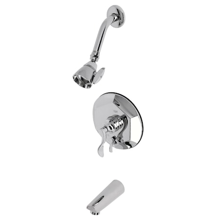 Kingston Brass Tub and Shower Faucet, 3, Wall Mount, Polished Chrome KB46310DFL